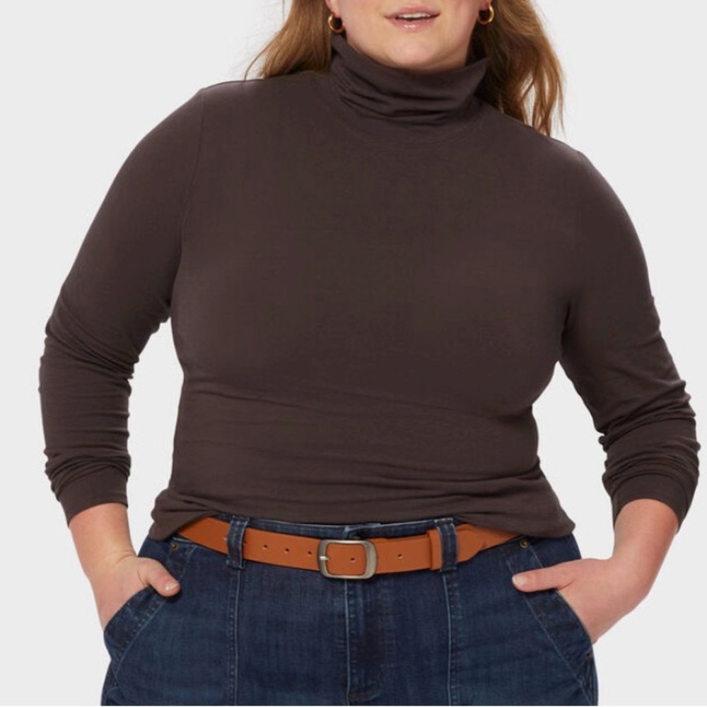 Duluth Trading Co Women's Chocolate Long Sleeve Turtleneck
